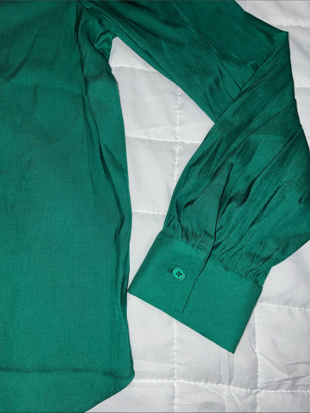 Loft Women’s Emerald Green Collared V Neck Popover Blouse - Picture 4 of 6